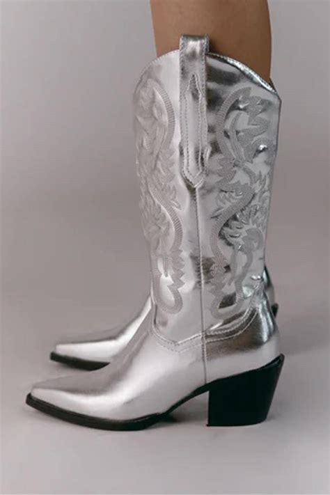 gucci silver cowboy boots